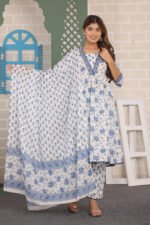 anarkali white kurta set